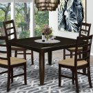 5PC Square Dining Table 54x54x30" with 4 fabric Cushioned Chairs in Cappuccino. SKU: FL5-CAP-C