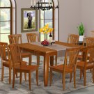 9Pc Square Parfait Dining Table with 8 Plainville Wood Seat Chairs in Saddle Brown. SKU: PFPL9-SBR-W