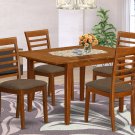 5PC Picasso Dinette Kitchen Dining Set, Table and 4 Microfiber Padded Chairs in Saddle Brown