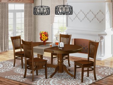 5PC Vancouver Dinette Dining Set, Oval Table with 4 Wood Seat Chairs Espresso, SKU: VANC5-ESP-W