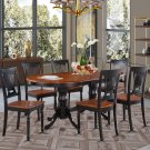7pc Plainville Oval Dining Table + 6 Wood Seat Chairs Black & Cherry SKU: PLAI7-BLK-W