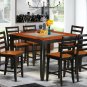 7PC Parfait Counter Height Table w/6 Wooden Seat Chairs in Black & Cherry Brown. SKU: PFH7-BLK-W