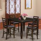 5PC Fairwinds Counter Height Table w/4 Leather Seat Chairs in Cappuccino. SKU: FAIR5-CAP-LC