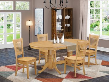 5-PC Vancouver Dinette Dining Set, Oval Table with 4 Wood Seat Chairs Light Oak, SKU: VANC5-OAK-W