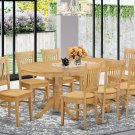9PC Vancouver Dinette Dining Set, Oval Table with 8 Wood Seat Chairs Light Oak, SKU: VANC9-OAK-W