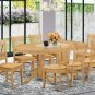 9PC Vancouver Dinette Dining Set, Oval Table with 8 Wood Seat Chairs Light Oak, SKU: VANC9-OAK-W