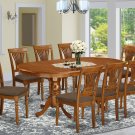 9PC Plainville Oval Dining Table with 8 Upholstery Chairs in Saddle Brown. SKU: PLAI9-SBR-C
