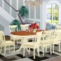9PC Plainville Oval Dining Table w/8 Padded Chairs Buttermilk & Cherry SKU: PLAI9-WHI-C