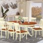 9PC Plainville Oval Dining Table w/8 Wood Seat Chairs Buttermilk & Cherry SKU: PLAI9-WHI-W