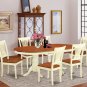 7PC Plainville Oval Dining Table w/6 Wood Seat Chairs Buttermilk & Cherry SKU: PLAI7-WHI-W