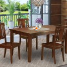 5PC DUDLEY DINETTE DINING TABLE 36x60 w/4 WOOD SEAT CHAIRS IN MAHOGANY, SKU: DU5-MAH-W