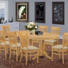 9-PC Vancouver Dining Set, Oval Table w/8 Fabric Upholstered Seat Oak finish, SKU: VANC9-OAK-C