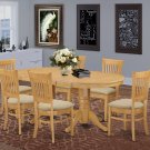 7-PC Vancouver Dining Set, Oval Table with 6 cushioned chairs light oak VANC7-OAK-C