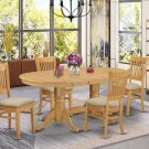 5-PC Vancouver Dining Set, Oval Table w/4 Fabric Upholstered Seat Oak finish, SKU#: VANC5-OAK-C