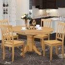 5-PC Easton Oval Dining Room Set Table with 4 Wood Seat Chairs in Oak Finish