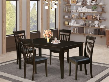 5PC CAPRI KITCHEN SET TABLE with 4 FAUX LEATHER SEAT CHAIRS IN MAHOGANY -SKU# C5S-CAP-LC