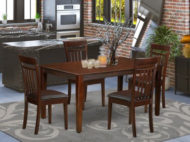 5PC CAPRI KITCHEN SET TABLE with 4 FAUX LEATHER SEAT CHAIRS IN MAHOGANY, SKU: C5S-MAH-LC