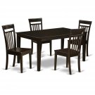 5PC CAPRI KITCHEN SET TABLE w/ 4 WOOD SEAT CHAIRS IN CAPPUCCINO -SKU: C5S-CAP-W
