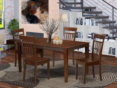 5PC CAPRI DINETTE SET TABLE with 4 WOOD SEAT CHAIRS IN MAHOGANY -SKU# C5S-MAH-W
