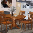 5-PC Dover Dining Set Table with 4 Wood Seat Chairs in Saddle Brown Finish, SKU#: DOVER5-SBR-W