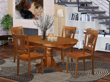 5-PC Dover Dining Set Table with 4 Wood Seat Chairs in Saddle Brown Finish, SKU#: DOVER5-SBR-W