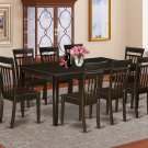 9pc Henley Dining Table with 8 Capri Wood Seat Chairs in Cappuccino. SKU#: HECA9-CAP-W