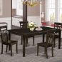 5pc Henley Dining Table with 4 Capri Wood Seat Chairs in Cappuccino. SKU#: HECA5-CAP-W
