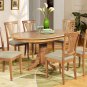 7-PC Avon Oval Dining Table + 6 Fabric Upholstered Chairs in Oak Finish. SKU: AVON7-OAK-C