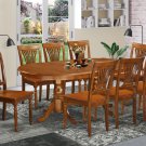 9-PC Newton Oval Dining Room Set Table with 8 Wood Seat Chairs in Saddle Brown. SKU: NT9-SBR-W
