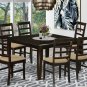 Parfait 7-Pc Dining Set- Dining Set, Table w/6 upholstered Chairs in Black & Cherry. SKU: PA7-BLK-C
