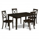 5-PC Cabos Dinette Dining Set Table with 4 wood seat chairs in cappuccino. SKU: CB5S-CAP-W