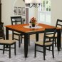 Parfait 5-Pc Square Dining Set, Table w/4 upholstered seat Chairs in Black & Cherry. SKU: PA5-BLK-C