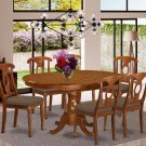 7-PC Portna Dining Table with 6 Cushioned Chairs in Saddle Brown Finish. SKU#: PNA7-SBR-C