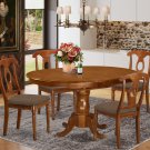 5-PC Portna Dining Table with 4 Cushioned Chairs in Saddle Brown Finish. SKU#: PNA5-SBR-C