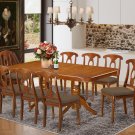 9pc Napoleon Dining Set, Table + 8 Upholstered Chairs saddle brown SKU# NANA9-SBR-C