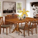7pc Napoleon Dining Set, Table + 6 Upholstered Chairs saddle brown SKU# NANA7-SBR-C
