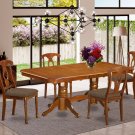 5pc Napoleon Dining Set, Table + 4 Upholstered Chairs saddle brown SKU# NANA5-SBR-C