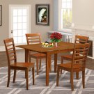 Milan Dinette Kitchen Set, Table 36"x 54" with 4 Chairs in Saddle Brown Finish SKU# MILA5-SBR-W