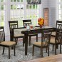 Capri solid top table with 6 wood seat or upholstery chairs in cappuccino SKU#: C7S-CAP