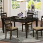 Capri solid top table with 4 wood seat or upholstery chairs in cappuccino SKU#: C5S-CAP
