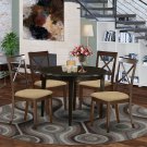 Boston Contemporary Dinette Kitchen Set Table 42" Round w/4 Chairs in Cappuccino. SKU#: B5-CAP-C