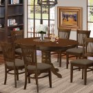 7pc Kenley dinette oval pedestal dining table + 6 Vancouver padded chairs espresso SKU# KEVA7-ESP-C