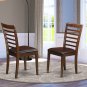 6pc set Capri table w/ 4 Milan leather chairs & 1 wood seat bench in mahogany CAML6C-MAH-LC