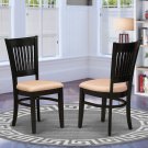Set of 2 Vancouver dinette kitchen dining chairs w/ fabric padded seat in black VAC-BLK-C
