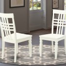 Set of 2 Logan windowpane kitchen dining chairs with wood seat in off-white
