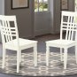Set of 2 Logan windowpane kitchen dining chairs with wood seat in off-white