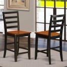 Set of 2 Fairwinds counter height chairs, 24" bar stool with wood seat in cherry black FAS-BLK-W