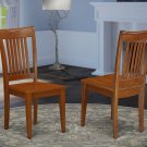 Set of 2 Portland dinette kitchen & dining chairs w/ wood seat in saddle brown SKU# POC-SBR-W