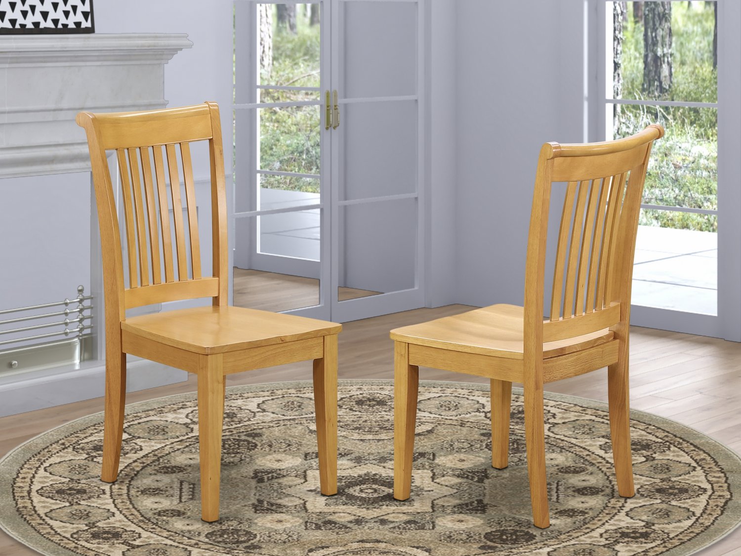 Set of 2 Portland kitchen & dining chairs w/ wood seat in