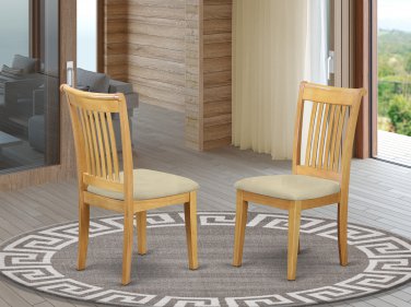 Set of 2 Portland dinette kitchen & dining chairs w/ padded seat in light oak SKU# POC-OAK-W
